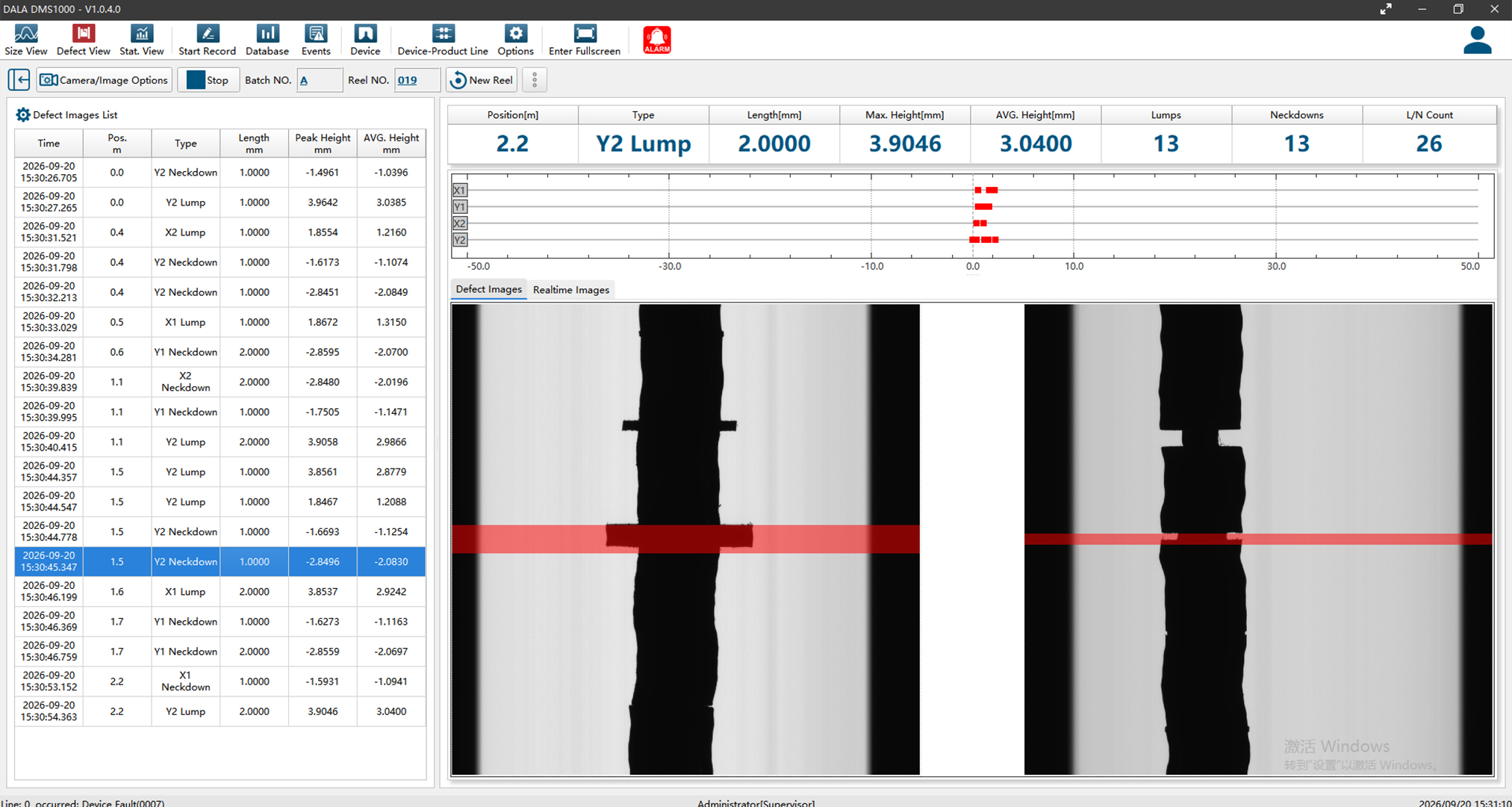 Defect imaging display function to simplify defect location